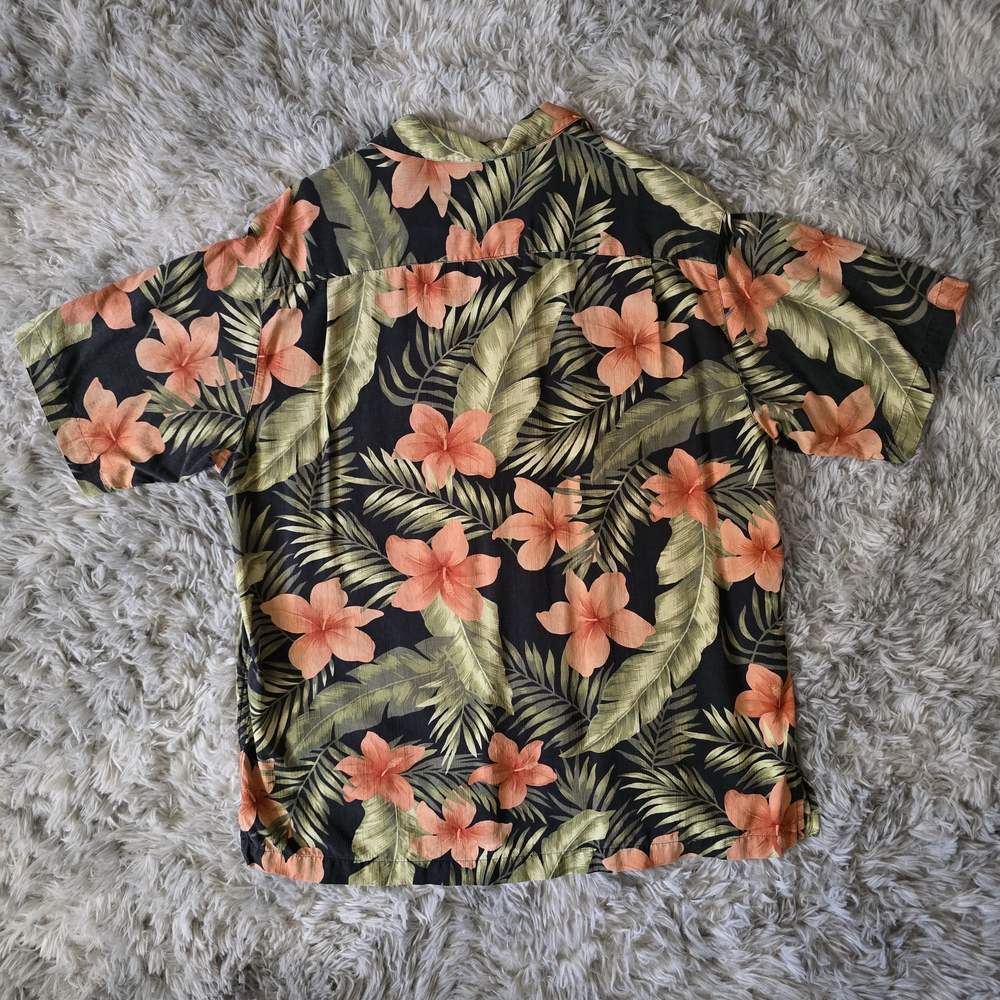Caribbean Tropical Silk Button-Down Shirt - Size Large - Picture 2 of 5